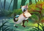  canine female feral fluffy fluffy_tail forest fox mammal rukifox sky solo sunshine tree 