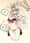  alternate_costume animal_ear_fluff animal_ears arm_up bikini blonde_hair blush breasts cleavage commentary_request eyebrows_visible_through_hair fang hair_flaps harenchi heart jumping kantai_collection loafers long_hair looking_at_viewer medium_breasts micro_bikini navel open_mouth poi red_eyes remodel_(kantai_collection) sailor_bikini sailor_collar scarf shoes side-tie_bikini simple_background smile solo swimsuit wavy_mouth white_scarf yuudachi_(kantai_collection) 
