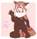  andogg anthro chibi fur hair looking_at_viewer male mammal open_mouth red_panda smile solo standing 