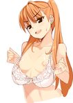  :d black_eyes bra breast_conscious breasts gin_(ginshari) long_hair nipples open_mouth orange_hair original oversized_breast_cup oversized_clothes simple_background small_breasts smile solo sweatdrop twintails underwear v-shaped_eyebrows white_background white_bra 