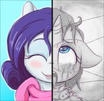  2017 alcor90 blood blue_eyes blush collar equine eyeshadow female feral friendship_is_magic hair hi_res horn makeup mammal my_little_pony rarity_(mlp) scarf smile solo tongue tongue_out unicorn 