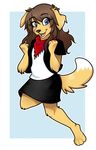  ambiguous_gender andogg anthro canine clothed clothing fur hair looking_at_viewer mammal open_mouth smile solo 