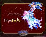 black_dress blonde_hair boots breasts dress flower frilled_dress frills grimgrimoire hat kamitani_george knee_boots large_breasts logo long_hair lujei_piche nippon_ichi rose solo_focus staff vanillaware weapon witch_hat 