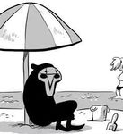  beach bikini black_white clothing comic dark edgy mexican overwatch rayes reaper_(disambiguation) sad seaside sgt_rayes skull swimsuit video_games what 