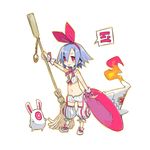  :&lt; blue_hair blush broom bunny closed_mouth cosplay creature disgaea eyebrows_visible_through_hair fire full_body hair_between_eyes hairband harada_takehito hat hat_removed headwear_removed holding holding_hat majo_to_hyakkihei metallica_(majo_to_hyakkihei) metallica_(majo_to_hyakkihei)_(cosplay) navel pleinair pointy_ears red_eyes revision short_hair simple_background smile solo standing stuffed_animal stuffed_bunny stuffed_toy usagi-san v-shaped_eyebrows very_short_hair white_background witch_hat 