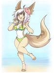  andogg anthro bikini breasts canine clothed clothing female fur hair mammal open_mouth smile solo standing swimsuit 