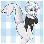  andogg anthro big_breasts big_eyes breasts canine clothed clothing female fur hair hybrid looking_at_viewer mammal nipple_bulge smile solo 