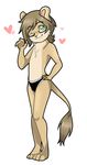  andogg anthro bulge clothed clothing crossdressing eyewear feline glasses lion looking_at_viewer male mammal panties smile solo standing underwear 