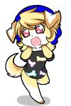  &lt;3 &lt;3_eyes ambiguous_gender andogg anthro canine chibi clothed clothing fur hair mammal open_mouth smile solo standing 