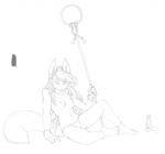  5_fingers anthro beast_(disambiguation) breasts canine clothed clothing female fox foxmode hair holding_object mammal navel nipples simple_background sitting sketch staff topless white_background wide_hips 