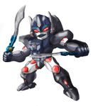  90s beast_wars commentary_request full_body glowing glowing_eyes gorilla hands holding holding_sword holding_weapon lao_hua looking_at_viewer machinery maximal mecha no_humans oldschool optimus_primal red_eyes robot simple_background solo sword transformers weapon 