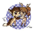  &lt;3 ambiguous_gender andogg anthro antlers canine cervine chibi deer duo fur hair hand_holding horn male mammal nude smile standing 