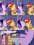  2017 animated comic english_text equestria_girls equine feathered_wings feathers female feral friendship_is_magic group hair horn horse inside jase1505 mammal multicolored_hair my_little_pony pony starlight_glimmer_(mlp) sunset_shimmer_(eg) sweat text twilight_sparkle_(mlp) two_tone_hair unicorn wings 