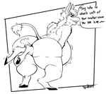  anal_vore anthro anus belly big_belly big_butt butt dialogue donkey english_text equine male mammal squidbiscuit text thick_thighs vore 