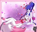  2017 amanddica animal_humanoid animatronic anthro ballora_(fnafsl) blush bow_tie breasts canine clothed clothing distracting_watermark female five_nights_at_freddy&#039;s five_nights_at_freddy&#039;s_2 fox foxy_(fnafsl) funtime fur hair half_clothed humanoid machine mammal mangle_(fnaf) not_furry robot simple_background sister_location smile video_games watermark 