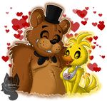  2016 amanddica anthro avian bear bird bow_tie breasts chica_(fnaf) chicken eyes_closed female five_nights_at_freddy&#039;s freddy_(fnaf) fur hat male mammal teeth top_hat tuft video_games 