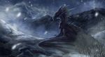  ambiguous_gender dragon feral isvoc lying membranous_wings mountain snow snowing solo spines wings 