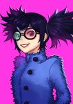  1girl black_hair fur_jacket gorillaz lipstick noodle_(gorillaz) short_twintails solo sunglasses twintails 