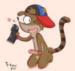  &lt;3 2017 anthro backwards_baseball_cap balls baseball_cap blush brown_fur cartoon_network clothing cum cute_fangs disembodied_penis fingerless_gloves foxxx321 fur gloves hat holding_penis humanoid_penis kneeling looking_at_viewer male male/male mammal nude one_eye_closed open_mouth open_smile partially_retracted_foreskin penis raccoon regular_show rigby_(regular_show) signature simple_background smile solo_focus striped_tail stripes toony uncut wink 