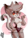  2017 amanddica animal_humanoid anthro blush breasts canine cat_humanoid claws clothed clothing distracting_watermark feline female fur hair humanoid looking_at_viewer mammal nude simple_background smile solo standing teeth watermark 
