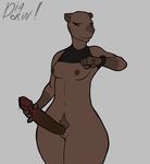  animated anthro big_penis diadorin erection herm huge_penis intersex masturbation penis precum pubes pussy shirt_up solo standing unknown_species wide_hips 