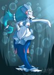  2017 anthro big_breasts blue_eyes blue_hair breasts bubble female hair long_hair mammal marine nintendo nipples nude open_mouth pelao0o pink_nose pinniped pok&eacute;mon primarina pussy simple_background smile solo underwater video_games water white_skin 