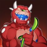  2017 cacodemon claws demon doom glowing horn long_claws longblueclaw male muscular nipples video_games 