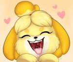  &lt;3 animal_crossing canine drooling eyes_closed fur isabelle_(animal_crossing) mammal mouth_shot nintendo paws rainypaws saliva tongue video_games yellow_fur 