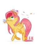  equine female feral fluttershy_(mlp) fluttershythekind friendship_is_magic hair hooves mammal my_little_pony pegasus pink_hair simple_background smile solo white_background wings 