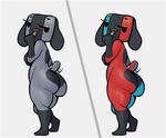  breasts butt canine diadorin duo female looking_at_viewer machine mammal robot slightly_chubby smile standing switch_dog tongue tongue_out 