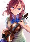  1girl birthday blush female looking_at_viewer love_live!_school_idol_project nishikino_maki purple_eyes red_hair short_hair smile solo violin zakuro0508 