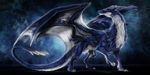  2017 blue_fur dragon feathers feral fluffy fur furred_dragon hi_res isvoc lothar male membranous_wings realistic solo white_fur wings 