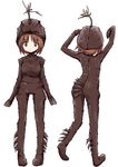  anglerfish_costume bangs brown_eyes brown_hair closed_mouth commentary fish_costume full_body girls_und_panzer hat kakizaki_(chou_neji) looking_at_viewer multiple_views nishizumi_miho short_hair simple_background standing white_background 