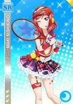  blush cap character_name jersey love_live!_school_idol_festival love_live!_school_idol_project nishikino_maki racket red_hair short_hair skirt smiel tennis violet_eyes wink 