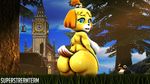  animal_crossing big_breasts big_butt breasts butt canine dog female huge_butt isabelle_(animal_crossing) mammal nintendo nipples nude solo superstreamteam video_games 