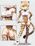  ;) adapted_costume animal_ears armpits ass ass_visible_through_thighs blonde_hair blush bow breasts cameltoe clipboard closed_mouth elbow_gloves full_body fur_collar gloves high_heels iwahana jaguar_(kemono_friends) jaguar_ears jaguar_print jaguar_tail japari_symbol kemono_friends large_breasts leotard looking_at_viewer multicolored multicolored_clothes multicolored_hair multicolored_legwear one_eye_closed short_hair simple_background sleeveless smile solo standing tail thighhighs underbust white_hair yellow_eyes yellow_leotard 