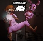  animatronic bonnie_(fnaf) canine clothed clothing diadorin duo english_text female five_nights_at_freddy&#039;s ipad machine mammal nude robot smile spread_legs spreading text video_games 