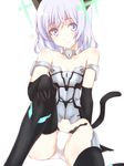  animal_ears bare_shoulders black_gloves black_legwear cat_ears cat_tail cosplay elbow_gloves frame_arms_girl gloves hirschgeweih_antennas looking_at_viewer materia_(frame_arms_girl) mecha_musume panties purple_eyes purple_hair sanya_v_litvyak sanya_v_litvyak_(cosplay) silve silver_hair simple_background sitting smile solo strike_witches tail thighhighs underwear white_background white_panties world_witches_series 
