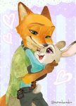  2017 anthro canine clothed clothing comic disney female fox fur hawaiian_shirt hi_res judy_hopps lagomorph male mammal monmokamoko nick_wilde police_uniform rabbit shirt uniform zootopia 