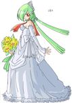  :d ^_^ bare_shoulders bouquet bow breasts closed_eyes closed_mouth detached_sleeves dress eyebrows_visible_through_hair eyelashes flower from_side full_body gardevoir gen_2_pokemon gen_3_pokemon green_hair hair_ornament hair_over_one_eye holding holding_bouquet holding_flower lace lace-trimmed_dress leaf long_hair long_sleeves looking_at_viewer low_twintails mamecho_(ageatcosh) medium_breasts no_bra open_mouth personification pokemon pokemon_(creature) red_eyes sideboob sidelocks simple_background sleeves_past_wrists smile standing strapless strapless_dress sunflora sunflower tiara twintails wedding_dress white_background white_bow white_dress 