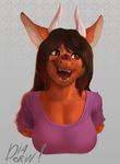  anthro clothed clothing diadorin fangs female fur hair horn open_mouth scalie smile solo teeth 