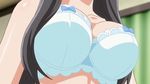  10s 1girl animated animated_gif black_hair blue_eyes bra breasts erect_nipples eroge!_h_mo_game_mo_kaihatsu_zanmai himeno_kisara large_breasts lingerie nipples nude undressing white_bra 