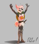  anthro armor canine clothed clothing diadorin fur hair male mammal melee_weapon open_mouth solo standing sword weapon 