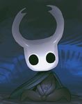  apis balls big_head black_body cape clothing empty_eyes erection featureless_limbs hi_res hollow_knight hollow_knight_(species) horn humanoid_penis male masturbation mostly_nude partially_retracted_foreskin penis protagonist_(hollow_knight) sitting solo uncut video_games 