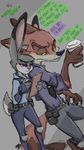  2017 anthro canine clothing disney duo female fox fur judy_hopps lagomorph male mammal nick_wilde police_uniform rabbit rarewhoroastbeast_(artist) uniform zootopia 