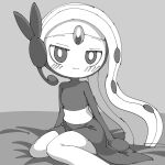 1:1 2025 bedding biped blush blush_lines clothed clothing digital_media_(artwork) dress female flat_chested forehead_gem gem generation_5_pokemon grey_background greyscale hair hi_res humanoid legendary_pokemon long_hair looking_at_viewer meloetta meloetta_(aria_form) mitten_hands monochrome nintendo noye pear-shaped_figure pokemon pokemon_(species) portrait pseudo_clothing pseudo_dress sash short simple_background sitting smile smiling_at_viewer solo wide_hips