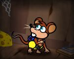 2024 3_toes 4_fingers alternate_species anthro backpack banjo-kazooie banjo_(banjo-kazooie) bent_arm black_nose blue_backpack blue_eyes bottomwear brown_freckles brown_hair brown_tail brown_wall buckteeth captainquack64 cheese clothing colored dairy_products digital_drawing_(artwork) digital_media_(artwork) dipstick_tail english_description feet fingers floor food freckled_face freckles hair hi_res light lighting long_tail male male_anthro mammal markings mouse mouse_trap mouth_closed multicolored_body murid murine rareware rodent shaded shirtless_anthro shirtless_male short_hair shorts solo spider_web tail tail_markings tan_body tan_skin tan_tail_tip teeth toes trap_(contrivance) two_tone_tail wall_(structure) whiskers white_whiskers wood wood_floor wood_wall yellow_bottomwear yellow_clothing yellow_shorts
