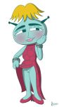 absurd_res blush clothed clothing clothing_lift dress dress_lift female footwear gastropod genitals hi_res high_heels kamirappa mollusk no_underwear parappa_the_rapper shoes slug solo sony_corporation sony_interactive_entertainment teasing teriyaki_yoko um_jammer_lammy vulva