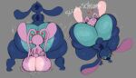 2025 alien anal angel_(lilo_and_stitch) antennae_(anatomy) anthro back_markings big_butt big_ears biped blue_body blue_fur blue_markings blue_nose bodily_fluids butt butt_grab colored_sketch digital_drawing_(artwork) digital_media_(artwork) disney duo english_description experiment_(lilo_and_stitch) face_in_ass female fur grey_background hand_on_butt head_markings head_tuft heart_symbol hi_res huge_butt huge_thighs hyper hyper_butt latluxlula lilo_and_stitch long_antennae male male/female markings occipital_markings oral pink_body pink_fur purple_markings purple_nose rimming sex simple_background sketch slurping stitch_(lilo_and_stitch) sweat sweaty_butt thick_thighs tuft