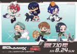  3boys 3girls amate_yuzuriha aqua_eyes beanie beard black_hair blue_eyes blue_hair blush brown_hair cat challia_bull chibi chibi_only collared_shirt colored_inner_hair commentary_request comoli_harcourt conch_(gundam) copyright_name copyright_notice facial_hair gloves green_eyes green_hair gundam gundam_gquuuuuux haro hat highres jacket long_hair long_sleeves military_jacket military_uniform mole mole_under_eye mole_under_mouth multicolored_eyes multicolored_hair multiple_boys multiple_girls mustache necktie non-humanoid_robot nyaan_(gundam_gquuuuuux) official_art pants paw_pose playing pom_pom_(clothes) pom_pom_beanie promotional_art purple_eyes purple_hair red_eyes red_hair robot school_uniform shirt shoes short_hair shuji_ito sitting skirt standing sweater two-tone_eyes two-tone_hair xavier_olivette yellow_eyes 